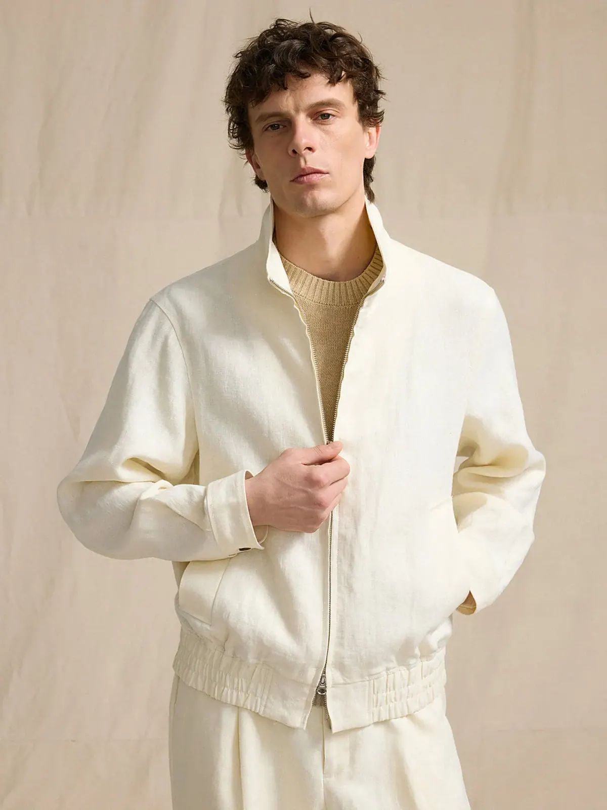 Льняная куртка Harrington, на модели 5