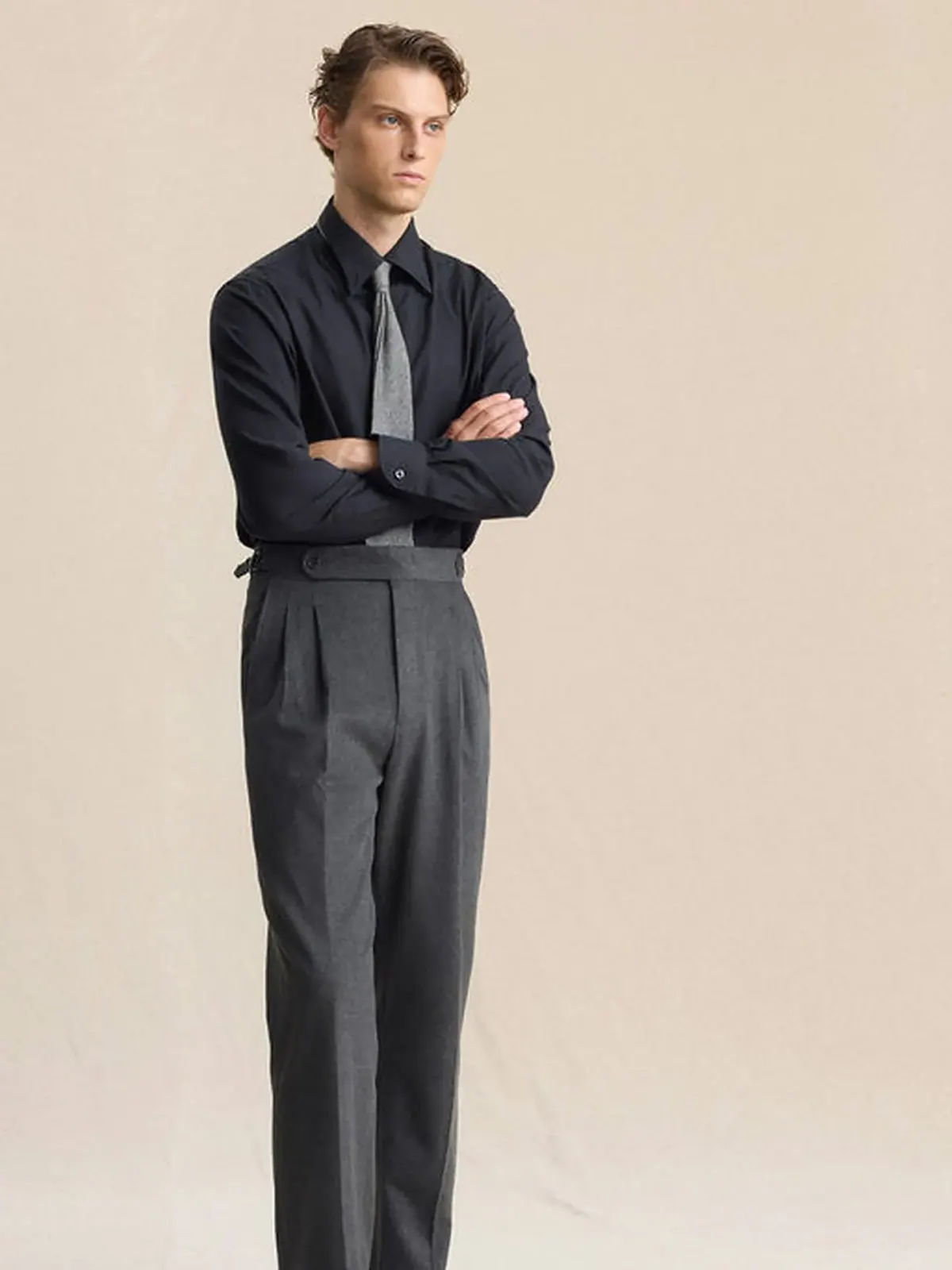 Сорочка SAVO из начёсанного хлопка с крупным воротником button-down, на модели 5